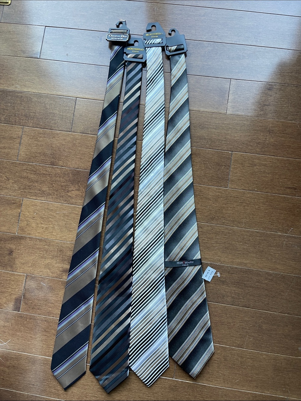 Dior Montebello & Herman Men's Diagonal Stripe Ties Brown Purple Blk Gray Cream